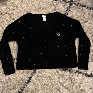 PINK Victoria's Secret Black Waffle Knit Button Down Cardigan